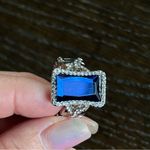 Blue stone Jewelry Set, Necklace, Earrings and Cocktail Ring Silver Photo 13