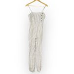 Urban Outfitters  Jumpsuit Women's 0 Ivory Striped Linen Square Neck Wide Leg Photo 3