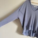 Free People Buttercup Thermal Top We The Free Blue Size Small Oversized Photo 5