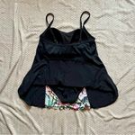 fit 4 u Tropical Floral Spaghetti Strap Swim Dress, One Piece Swim Suit Black Size 18W Photo 4