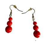 Set Of 2 Red Earrings Vintage Boho Costume Jewelry Photo 2