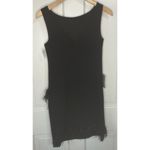 Harper Rose Solid Black Sleeveless Faux Feather Fringe Sheath Dress Size 4 Photo 5