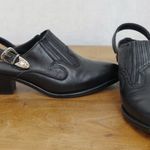 Dingo Vintage Slingback Western Black Leather Mules 6M Photo 0