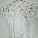 SheIn Women White Lace Bodycon Mini Dress Size Small Open Back Short Sleeve 33.5 Photo 9