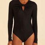 Farm Rio  Twist-Front Cutout Bodysuit Black L Photo 1