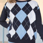Brandy Melville Black and Blue Argyle Crewneck Sweater Photo 0