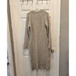 H&M Rib Knit Long Sleeve Sweater Dress Wool Blend Marled Light Taupe Size Large Photo 3