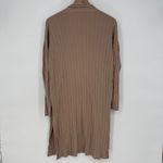 BB Dakota  Ribbed Knit Duster Cardigan Tan Brown Open Front Pockets Long Sleeve M Photo 4