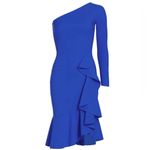Chiara Boni NEW NWT  La Petite Robe Bernarda One Sleeve Ruffle Dress Blue Klein Photo 2