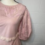 On Twelfth Pink Dusty Rose Balloon Sleeve Floral w Eyelet Trim Blouse Photo 2