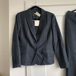 Talbots 2-Piece Pant Suit Two Button Blazer navy Blue Stretch Wool Size 6 New Photo 1