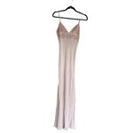 Free People New  Midnight Magic Maxi Slip Dress  Pink Beaded Lace Trim Photo 9