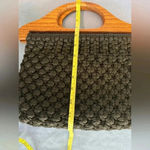 Black Crochet Clutch with Wooden Handle Photo 3