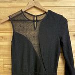 ABS Allen Schwartz Allen Schwartz Size Small One Shoulder Sleeve Mesh Shimmery Black Formal Gown Photo 5