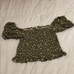 ZARA  Green Floral Puff Sleeve Blouse Photo 0