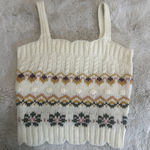 Mango Blu Pepper‎ knit tank top with floral and geometric pattern Size S Photo 0