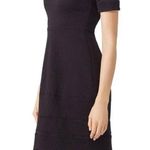 Yigal Azrouel NWOT Jacquard Short Sleeve Little Black Fit & Flare Dress Size 0 Photo 1