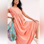 Free People NWT  Sz S CARISSA TEE DRESS MAXI TEE SHIRT DRESS IN 🍑 PEACH Photo 8
