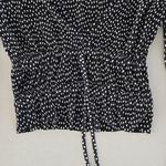 ZARA  Pleated Blouse Polka Dot Black White Size S Photo 2