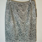 Tahari NWT  LUXE Silver shimmer Pencil Skirt  Size 4 Photo 0