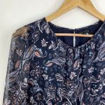 1. State  Blue Paisley Print Ruffle Long Sleeve Midi Dress Sheer Boho Women 4 Photo 3