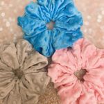 Jumbo Scrunchie Minky Blue Dimple Dots Giant Scrunchie Photo 4