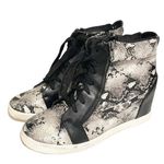 Torrid 10.5 Wide Grey Black Snake Print Hidden Wedge Lace Up Sneakers Photo 0