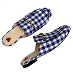 Gucci Horsebit Princetown White Blue Plaid Gingham Loafer Mules Photo 1