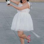 These Three Boutique White Textured Shoulder Tie Dress  Photo 2