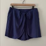 Anthropologie Hei Hei Leia Tie Knot Shorts Twist Front Navy Linen Blend Size M Photo 1