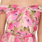Adrianna Papell Floral Print Off the Shoulder Maxi Gown In Pink Size 10 Photo 0