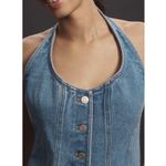 Anthropologie Mare Mare Womens Halter Shrunken Denim Vest Size XS Button Photo 2