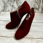 Michael Kors Women Sz 9.5 Red Suede Stiletto Side Zip Booties Shoes Silver Sexy Photo 9