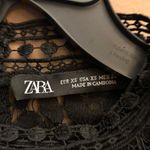 ZARA ‎ Mock Neck Lace Short Sleeve Dress Black XS Photo 2