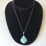 Sterling Silver 925 NOA Larimar Stone Pendant Necklace Photo 3