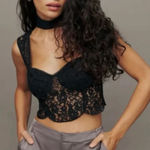 Reformation  Rina Top Black Lace Cropped Corset Sweetheart Neck Size 10 Photo 0