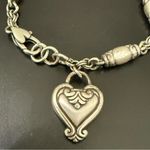 Brighton Retired Blair Heart Barrel Link Chain Silverplated Heart Charm Bracelet Photo 4