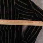 Ralph Lauren Lauren Linen Silk Black Striped Roll Tab Shirt Women's Small Preppy Photo 3