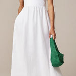 J.Crew  WOMENS HALTER MIXY MIDI LONG DRESS LINEN WHITE MEDIUM CL648 Photo 0