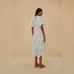 Farm Rio  White Cotton Eyelet Puff Sleeve Midi Dress XXS Photo 1