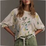  By Anthropologie Printed-Linen Pullover Sweater Photo 0