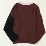 NEW Brown Black and Tan Colorblock Bishop Sleeve Sweater Size L Photo 2