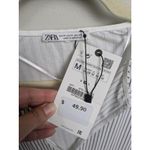 ZARA  White Black Stripe Long Sleeve Midi Dress Asymmetrical Hem Women's Medium Photo 4