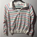 Vtg Winners Choice Womens Striped Polo Shirt Long Sleeve Casual Pullover Top L White Size L Photo 0
