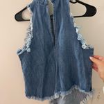 trendy high neck denim top size S Photo 3