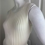 Veronica Beard  Cream Ribbed Sleeveless Tank Top Photo 6