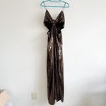 HALSTON Chloe Gown Maxi Dress in Sequins Espresso Brown Size 12 Photo 5
