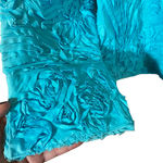 Samuel Dong  Bright Blue Floral Textured Zip Front Jacket Women Sz L Photo 2