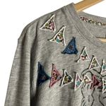 Anthropologie Luna Mercantile Co Gray Graphic Tiger Embellished Crew Sweatshirt Photo 6