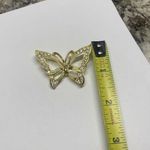 Monet Butterfly Insect Brooch Pin Gold Tone / Rhinestone Signed Photo 2